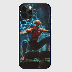 Чехол для iPhone 12 Pro Max Spiderman и паутина, цвет: 3D-черный