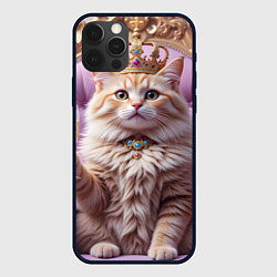 Чехол для iPhone 12 Pro Max Кот с короной и шампанским, цвет: 3D-черный