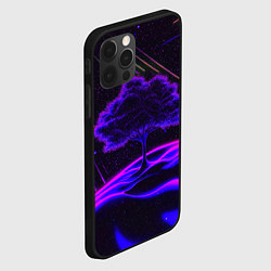 Чехол для iPhone 12 Pro Max Дерево и звездопад неоновый космос, цвет: 3D-черный — фото 2