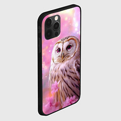 Чехол для iPhone 12 Pro Max Большая сова в розовых цветах, цвет: 3D-черный — фото 2