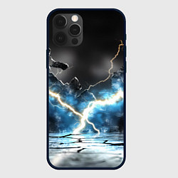 Чехол для iPhone 12 Pro Max Разряд молний текстура, цвет: 3D-черный
