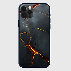 Чехол iPhone 12 Pro Max Серая текстура с золотым изломом