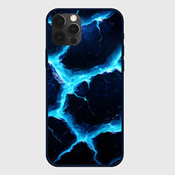 Чехол для iPhone 12 Pro Max Голубая потертая текстура с разломом, цвет: 3D-черный