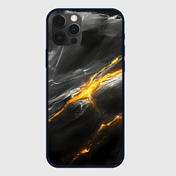 Чехол для iPhone 12 Pro Max Серая текстура с золотым разломом, цвет: 3D-черный