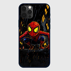 Чехол для iPhone 12 Pro Max Маленький человек-паук с желтыми глазами, цвет: 3D-черный