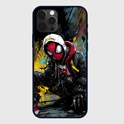 Чехол для iPhone 12 Pro Max Человек-паук граффити на фоне, цвет: 3D-черный