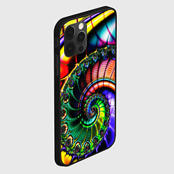 Чехол для iPhone 12 Pro Max Фрактальный узор неоновый, цвет: 3D-черный — фото 2