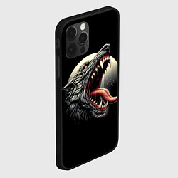 Чехол для iPhone 12 Pro Max Волчья морда на фоне луны - нейроарт, цвет: 3D-черный — фото 2