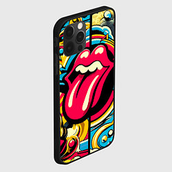 Чехол для iPhone 12 Pro Max Rolling Stones logo - pop art pattern, цвет: 3D-черный — фото 2