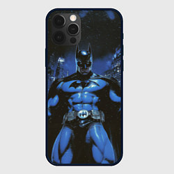 Чехол для iPhone 12 Pro Max Бэтмен синий город, цвет: 3D-черный