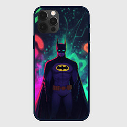 Чехол для iPhone 12 Pro Max Бэтмен красочное небо, цвет: 3D-черный
