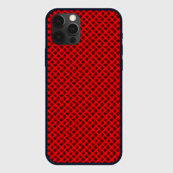 Чехол для iPhone 12 Pro Max Красный с чёрным текстурные квадраты, цвет: 3D-черный