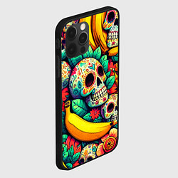 Чехол для iPhone 12 Pro Max Паттерн из черепов и бананов - нейроарт, цвет: 3D-черный — фото 2