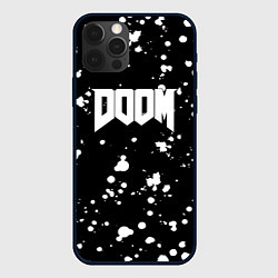 Чехол для iPhone 12 Pro Max Doom белые краски всплеск, цвет: 3D-черный