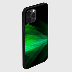 Чехол для iPhone 12 Pro Max Неоновая зеленая абстракция на черном фоне, цвет: 3D-черный — фото 2