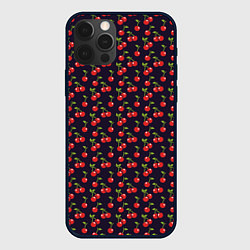 Чехол для iPhone 12 Pro Max Паттерн с ягодами вишни, цвет: 3D-черный