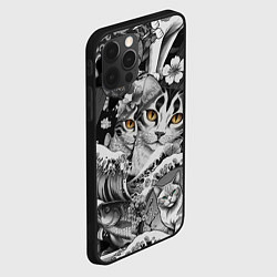 Чехол для iPhone 12 Pro Max С котами и рыбой на фоне сакуры в волнах, цвет: 3D-черный — фото 2