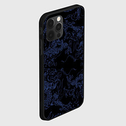 Чехол для iPhone 12 Pro Max Синий дракон на черном, цвет: 3D-черный — фото 2