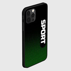Чехол для iPhone 12 Pro Max Sport чёрно-зелёный текстурный, цвет: 3D-черный — фото 2