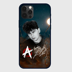 Чехол для iPhone 12 Pro Max Юрий Хой на фоне луны, цвет: 3D-черный