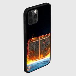 Чехол для iPhone 12 Pro Max Хоккейные ворота в огне, цвет: 3D-черный — фото 2
