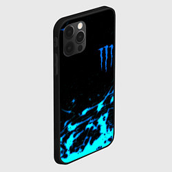 Чехол для iPhone 12 Pro Max Monster energy голубые краски, цвет: 3D-черный — фото 2