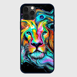 Чехол для iPhone 12 Pro Max Абстрактная морда льва - яркие психоделические цве, цвет: 3D-черный