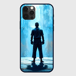 Чехол для iPhone 12 Pro Max Боец крав-мага на синем, цвет: 3D-черный