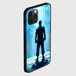 Чехол для iPhone 12 Pro Max Боец крав-мага на синем, цвет: 3D-черный — фото 2