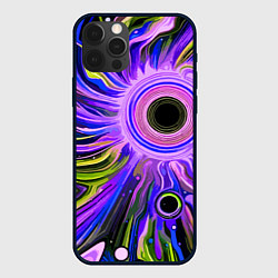 Чехол для iPhone 12 Pro Max Абстрактный неоновый космос - чёрная дыра, цвет: 3D-черный