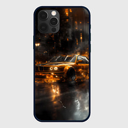 Чехол для iPhone 12 Pro Max Желтый БМВ в огне, цвет: 3D-черный