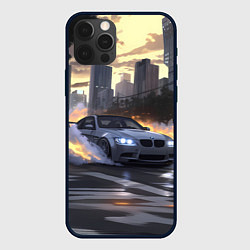 Чехол для iPhone 12 Pro Max БМВ в вечернем городе, цвет: 3D-черный