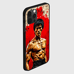 Чехол для iPhone 12 Pro Max Брюс Ли на красном, цвет: 3D-черный — фото 2