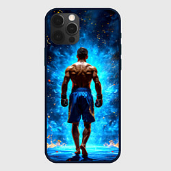 Чехол для iPhone 12 Pro Max Кикбоксер в огне, цвет: 3D-черный
