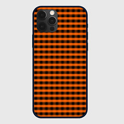 Чехол для iPhone 12 Pro Max Мелкая черно оранжевая клетка, цвет: 3D-черный