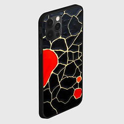 Чехол для iPhone 12 Pro Max Красная абстракция на черном лаке, цвет: 3D-черный — фото 2