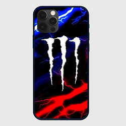 Чехол для iPhone 12 Pro Max Monster energy молнии неон, цвет: 3D-черный