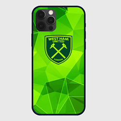 Чехол для iPhone 12 Pro Max West Ham green poly, цвет: 3D-черный