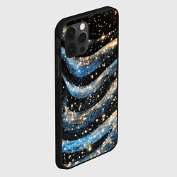 Чехол для iPhone 12 Pro Max Волнистые синие линии на черном, цвет: 3D-черный — фото 2
