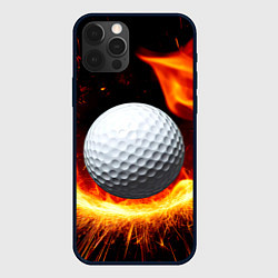 Чехол для iPhone 12 Pro Max Мяч для гольфа в огне, цвет: 3D-черный