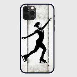 Чехол для iPhone 12 Pro Max Фигуристка на сером, цвет: 3D-черный