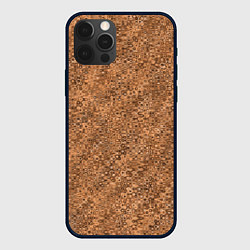 Чехол для iPhone 12 Pro Max Светлый коричневый текстурированный паттерн, цвет: 3D-черный