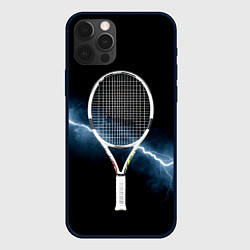 Чехол для iPhone 12 Pro Max Теннисная ракетка и молния, цвет: 3D-черный