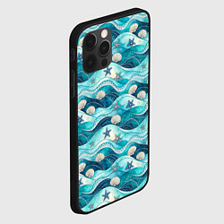 Чехол для iPhone 12 Pro Max Летний узор с ракушками и морскими звездами, цвет: 3D-черный — фото 2