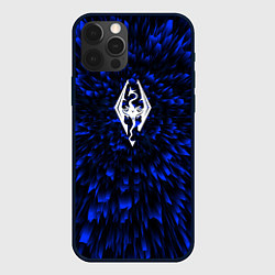 Чехол для iPhone 12 Pro Max Skyrim blue energy, цвет: 3D-черный