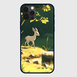 Чехол для iPhone 12 Pro Max Оленёнок у озера в лесу, цвет: 3D-черный
