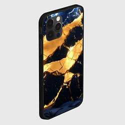 Чехол для iPhone 12 Pro Max Золотая текстура на синем, цвет: 3D-черный — фото 2