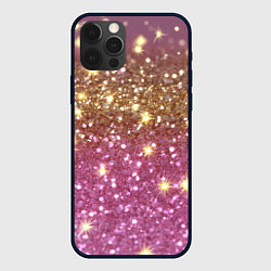 Чехол для iPhone 12 Pro Max Золотые блестки на розовом, цвет: 3D-черный