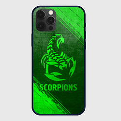 Чехол для iPhone 12 Pro Max Scorpions - green gradient, цвет: 3D-черный