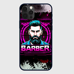 Чехол для iPhone 12 Pro Max Барбер в фиолете, цвет: 3D-черный